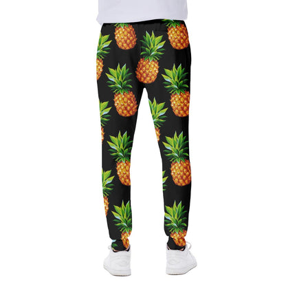 Black Pineapple Pattern Print Scuba Joggers