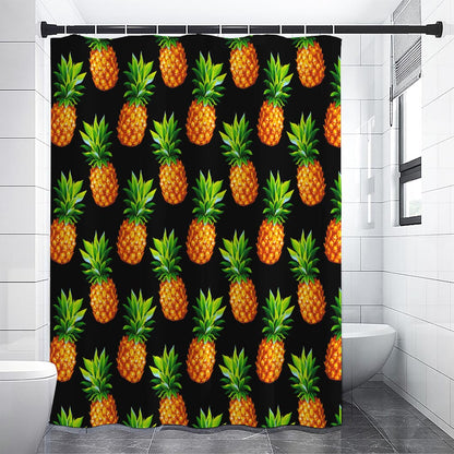 Black Pineapple Pattern Print Shower Curtain
