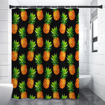 Black Pineapple Pattern Print Shower Curtain