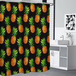 Black Pineapple Pattern Print Shower Curtain