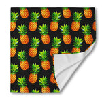 Black Pineapple Pattern Print Silk Bandana