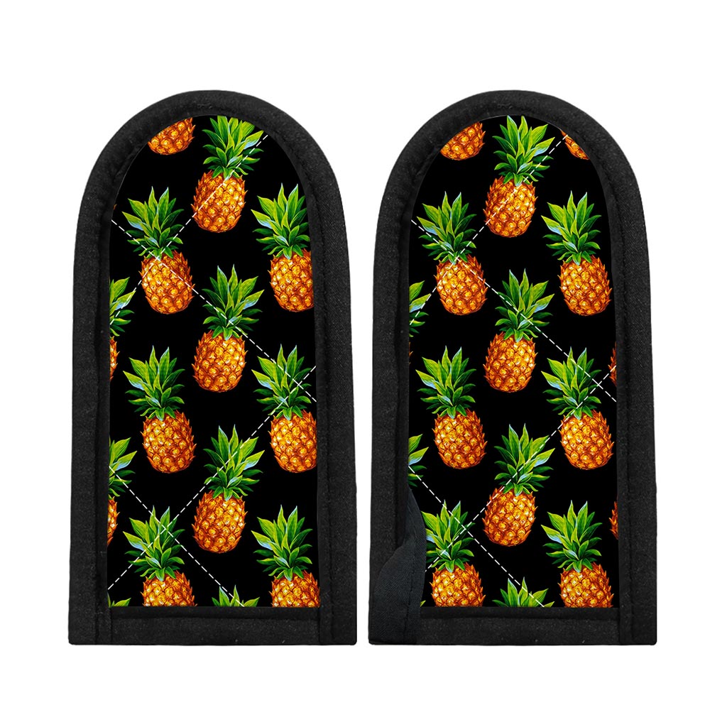 Black Pineapple Pattern Print Skillet Handle Cover