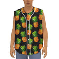 Black Pineapple Pattern Print Sleeveless Baseball Jersey