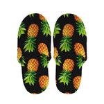 Black Pineapple Pattern Print Slippers
