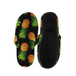Black Pineapple Pattern Print Slippers