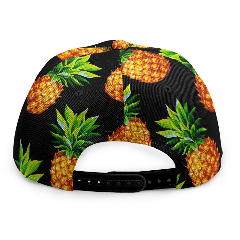 Black Pineapple Pattern Print Snapback Cap