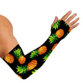 Black Pineapple Pattern Print Sun Protection Arm Sleeves
