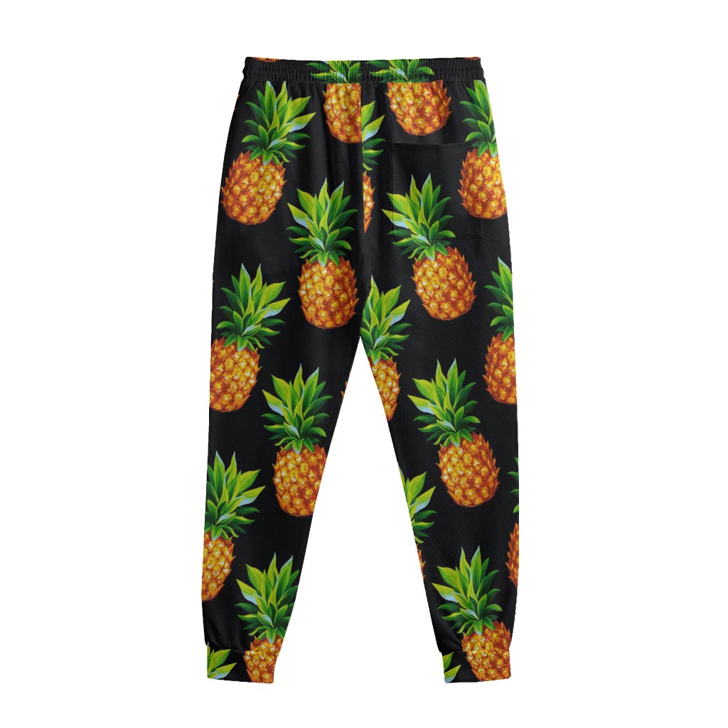 Black Pineapple Pattern Print Sweatpants