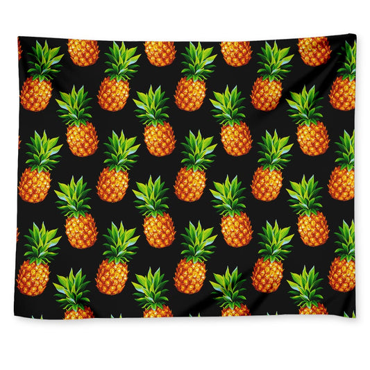 Black Pineapple Pattern Print Tapestry