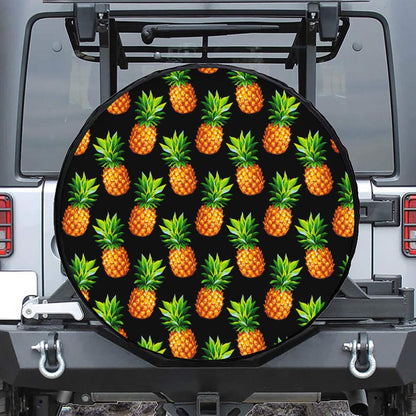 Black Pineapple Pattern Print Tire Cover
