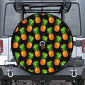Black Pineapple Pattern Print Tire Cover With Camera Hole