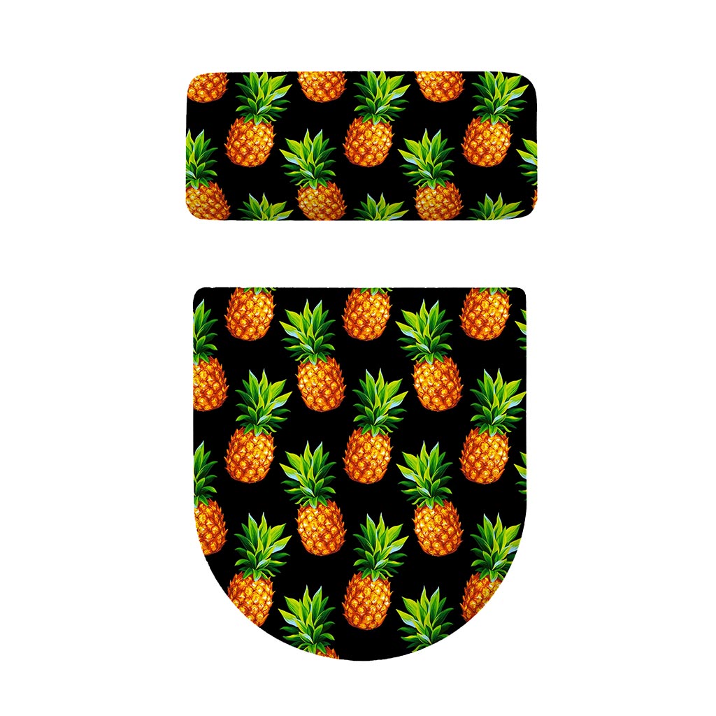 Black Pineapple Pattern Print Toilet Lid And Tank Cover Set