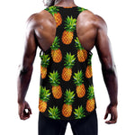 Black Pineapple Pattern Print Training Tank Top