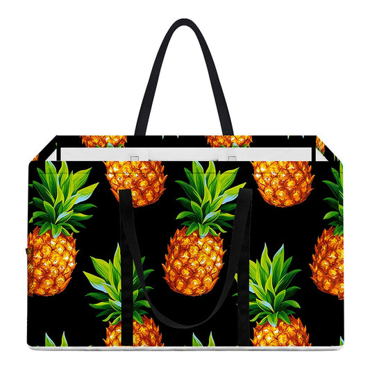 Black Pineapple Pattern Print Utility Tote Bag