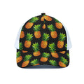 Black Pineapple Pattern Print White Mesh Trucker Hat