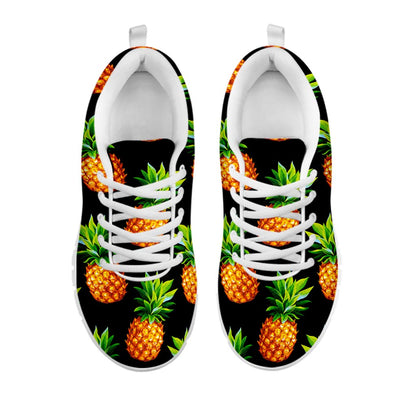 Black Pineapple Pattern Print White Running Shoes