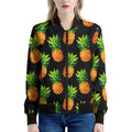 Black Pineapple Pattern Print Women's Bomber Jacket