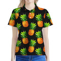 Black Pineapple Pattern Print Women's Polo Shirt