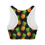 Black Pineapple Pattern Print Women's Sports Bra