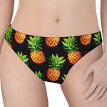 Black Pineapple Pattern Print Women's Thong