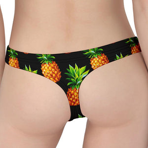 Black Pineapple Pattern Print Women's Thong