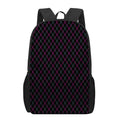Black Pink And Blue Argyle Pattern Print 17 Inch Backpack