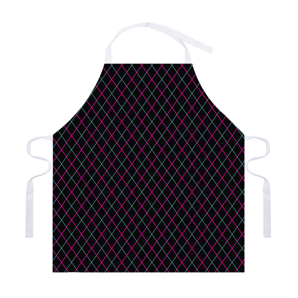 Black Pink And Blue Argyle Pattern Print Adjustable Apron
