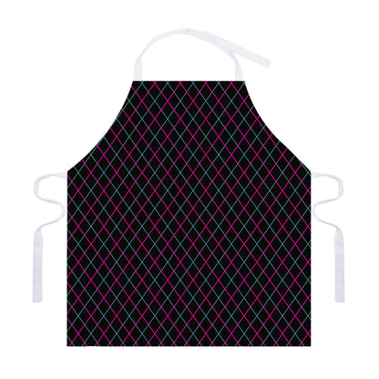 Black Pink And Blue Argyle Pattern Print Adjustable Apron