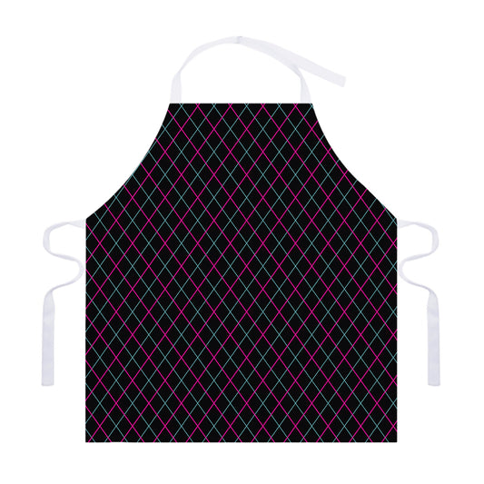 Black Pink And Blue Argyle Pattern Print Adjustable Apron