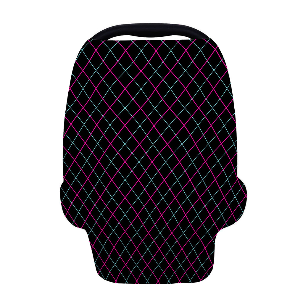 Black Pink And Blue Argyle Pattern Print Baby Seat Cover