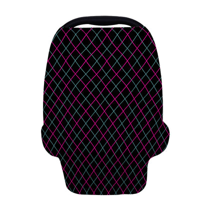 Black Pink And Blue Argyle Pattern Print Baby Seat Cover