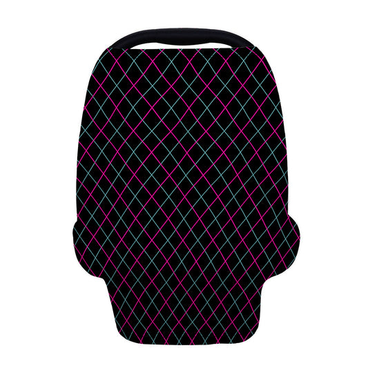 Black Pink And Blue Argyle Pattern Print Baby Seat Cover