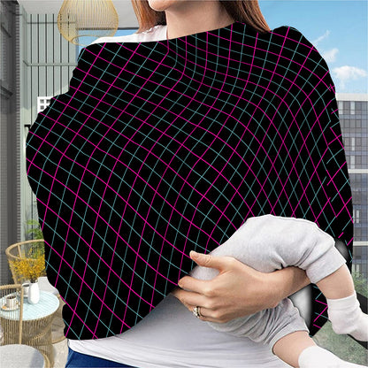 Black Pink And Blue Argyle Pattern Print Baby Seat Cover