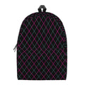 Black Pink And Blue Argyle Pattern Print School Backpack