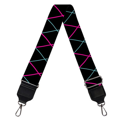 Black Pink And Blue Argyle Pattern Print Bag Strap