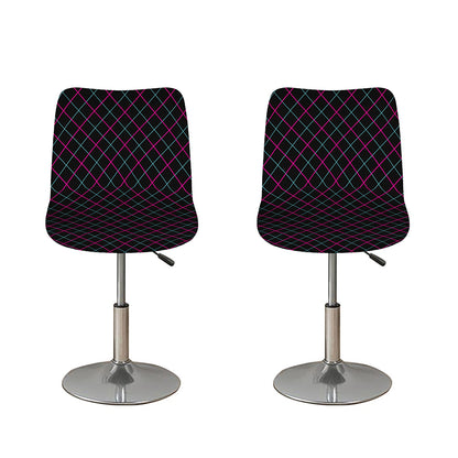 Black Pink And Blue Argyle Pattern Print Bar Stool Covers