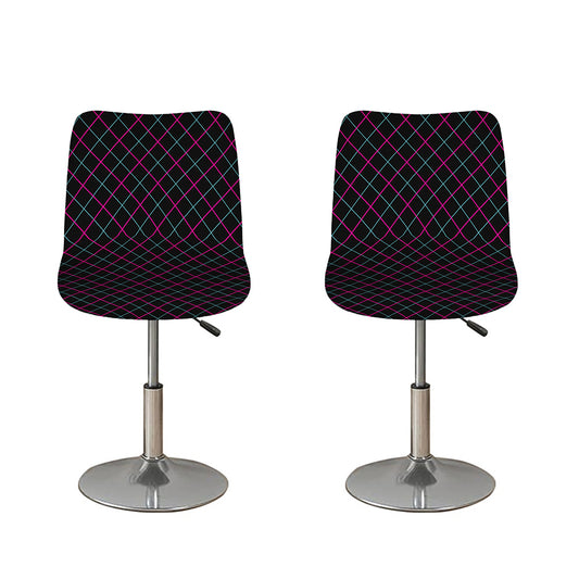 Black Pink And Blue Argyle Pattern Print Bar Stool Covers
