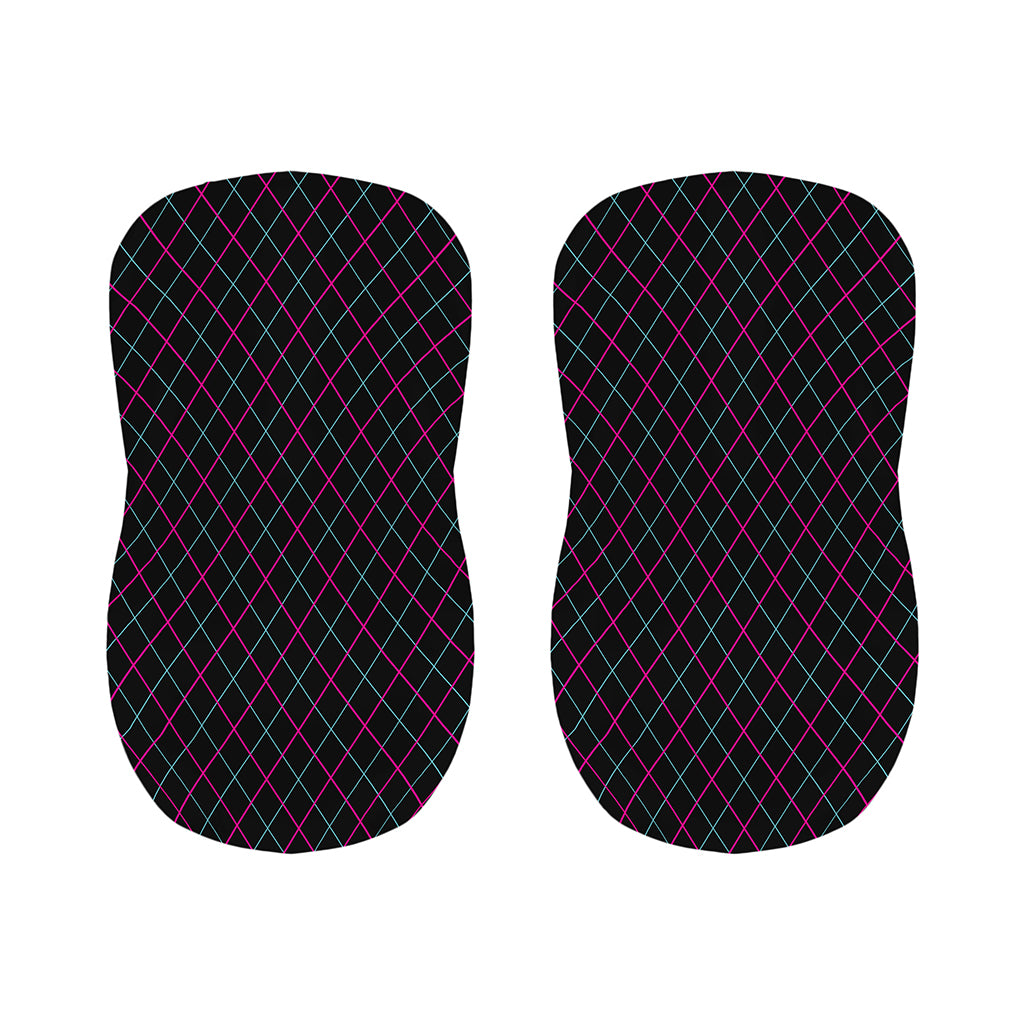 Black Pink And Blue Argyle Pattern Print Bar Stool Covers