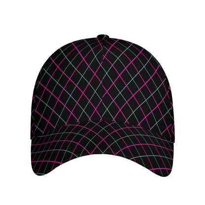 Black Pink And Blue Argyle Pattern Print Baseball Cap