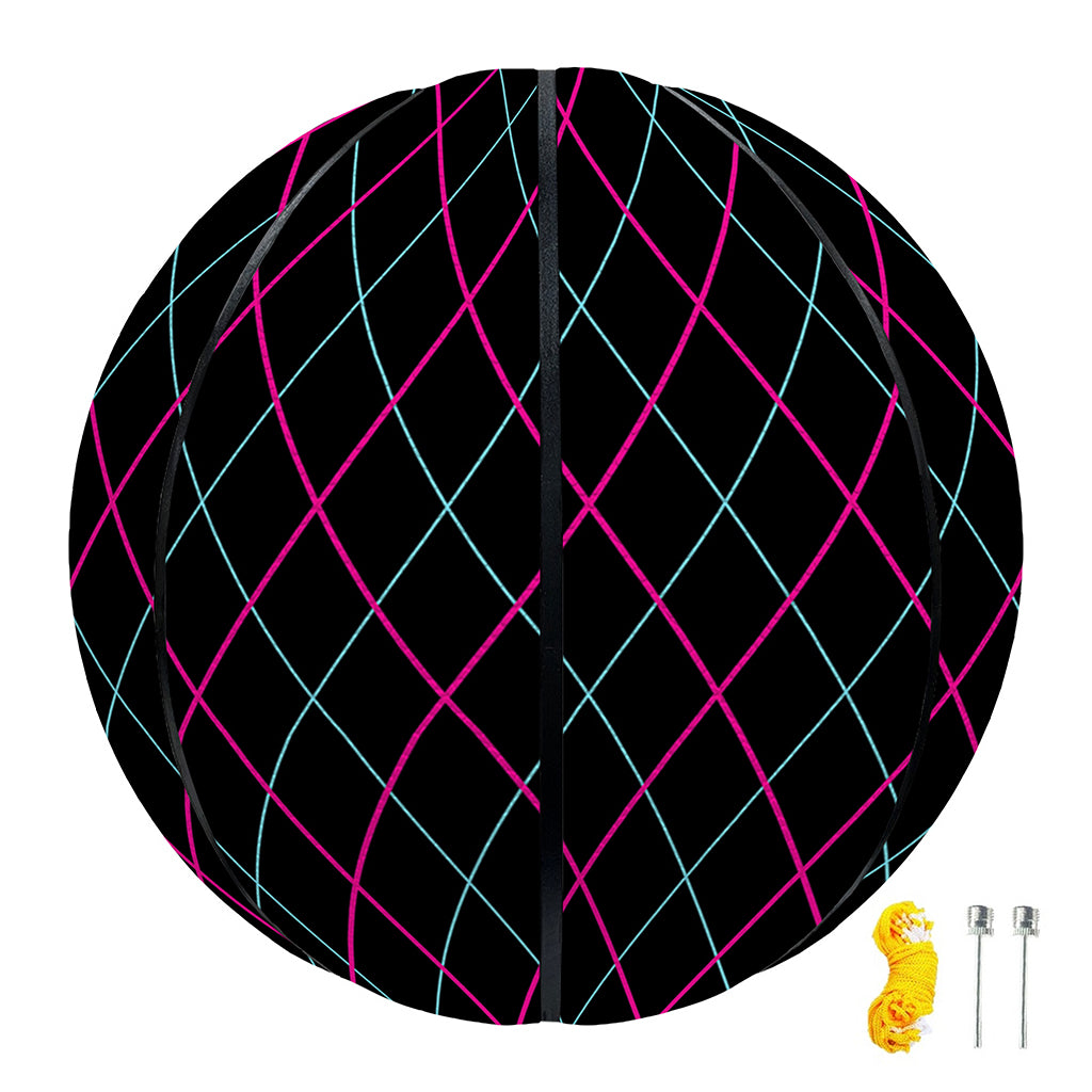 Black Pink And Blue Argyle Pattern Print Basketball