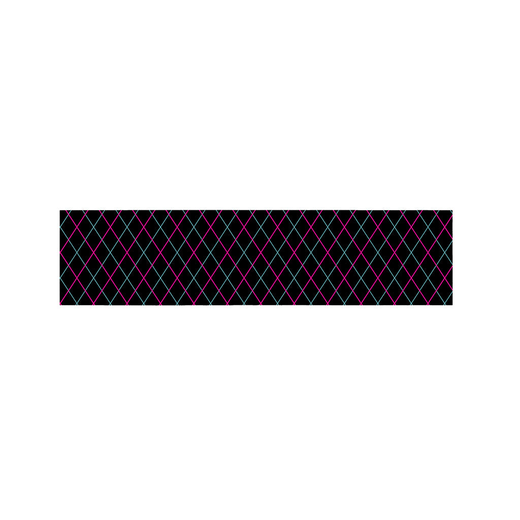Black Pink And Blue Argyle Pattern Print Bed Runner