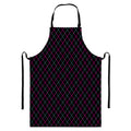 Black Pink And Blue Argyle Pattern Print Bib Apron With Pocket