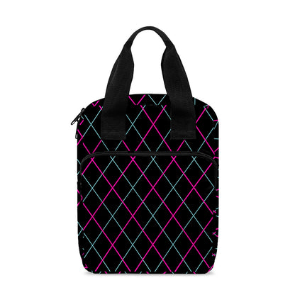 Black Pink And Blue Argyle Pattern Print Bible Tote Bag