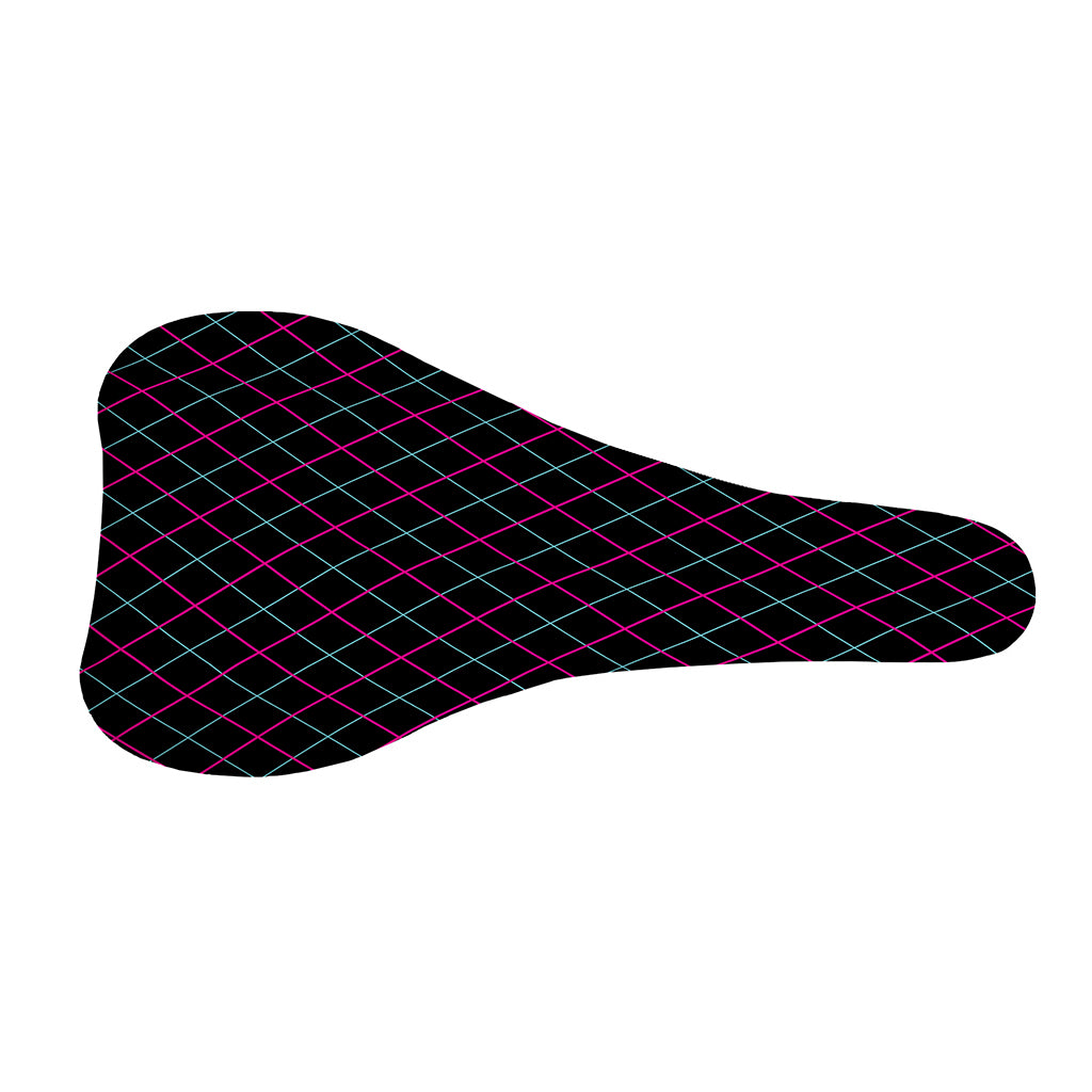 Black Pink And Blue Argyle Pattern Print Bicycle Seat Cover