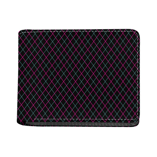 Black Pink And Blue Argyle Pattern Print Bifold Wallet