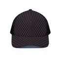 Black Pink And Blue Argyle Pattern Print Black Mesh Trucker Hat