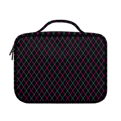 Black Pink And Blue Argyle Pattern Print Briefcase Bible Bag
