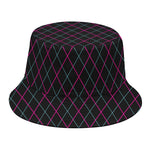 Black Pink And Blue Argyle Pattern Print Bucket Hat