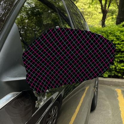 Black Pink And Blue Argyle Pattern Print Car Side Mirror Covers