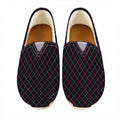 Black Pink And Blue Argyle Pattern Print Casual Shoes